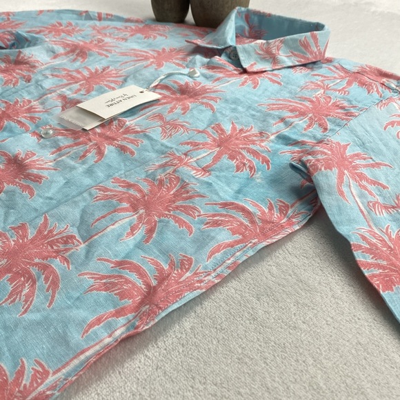 Linen Attire by Ranee’s Miami Linen Resort/Tropical LS Button Shirt (Blue/Pink) - Picture 4 of 16